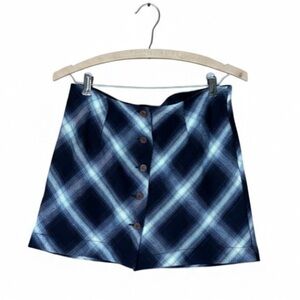 SHEIN Tartan Black&White Plaid Button Front Mini Skirt Women’s Size Medium